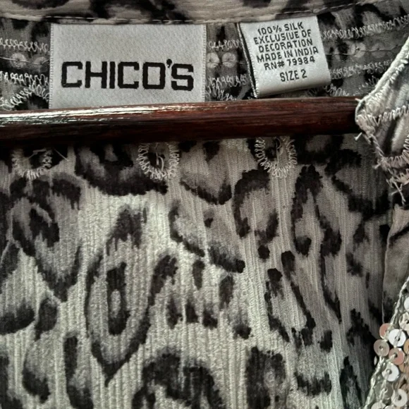 Chico’s size 2 silver sequin top. Worn once - Picture 2 of 2